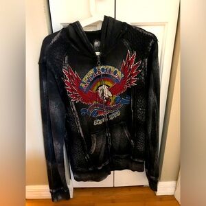 Affliction hoodie jacket size small, hardly worn excellent condition!